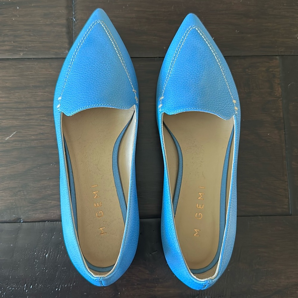 M. Gemi The Stellato Dusk Blue Pebbled Leather Flat Loafers